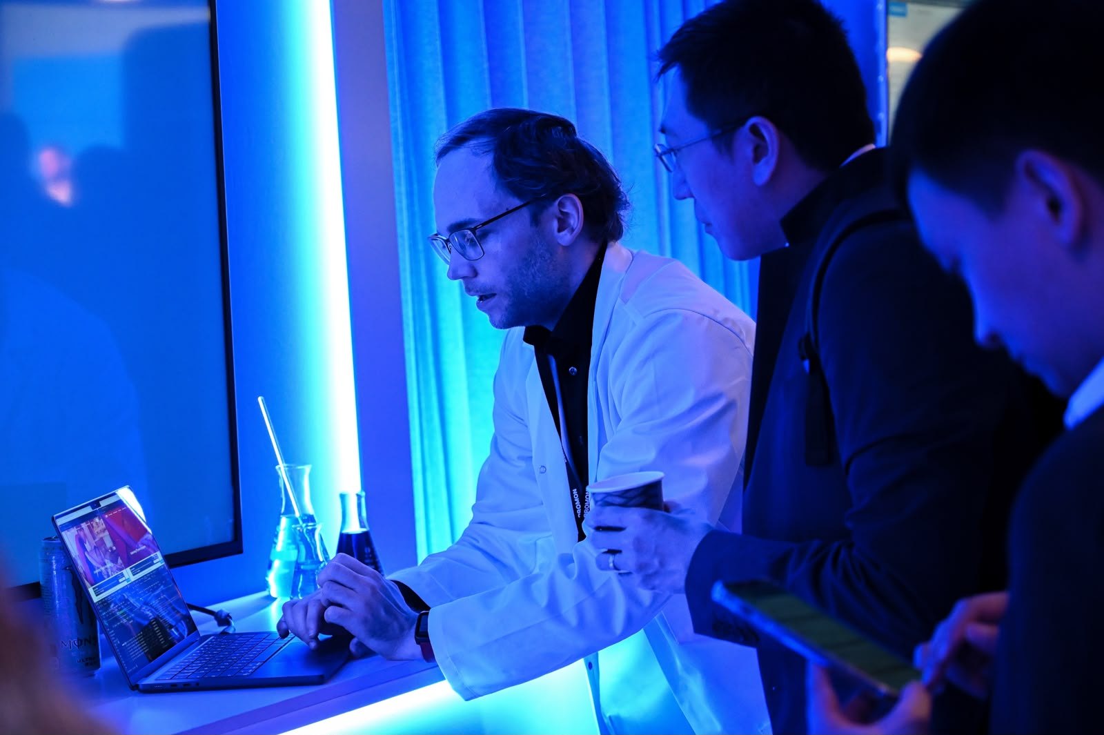 Hands-on demo at a lit counter